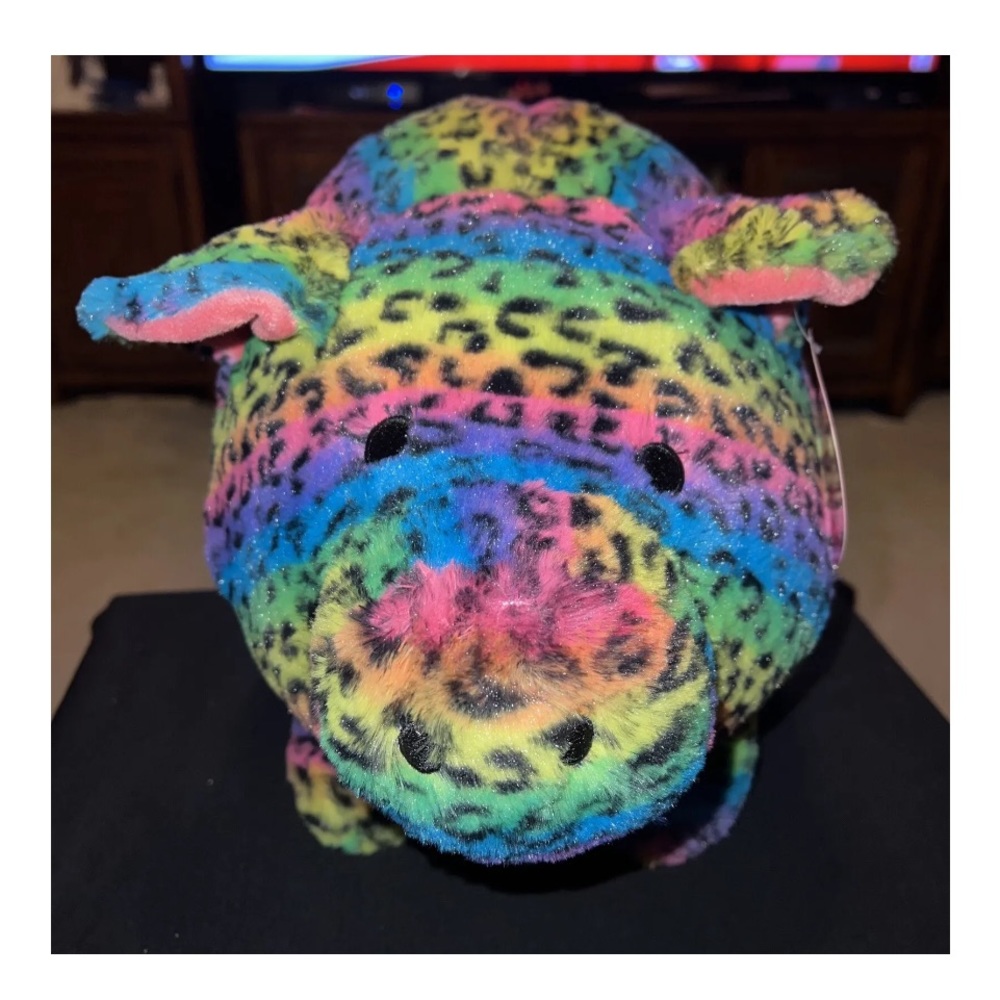 FABNY JUMBO Plush Piggy Bank Tye Dye Pig Soft Huggable 9”x9”x11” New!